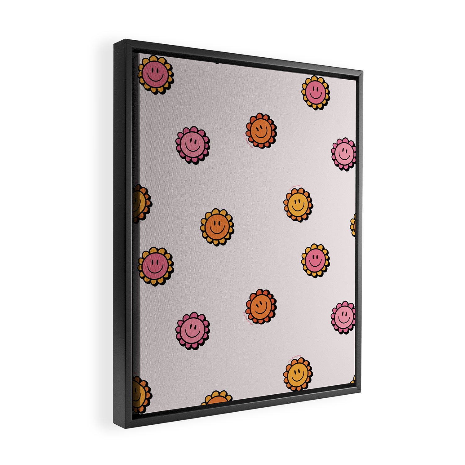 Happy Flower Print in Cream Framed Canvas Print Gallery Image 2