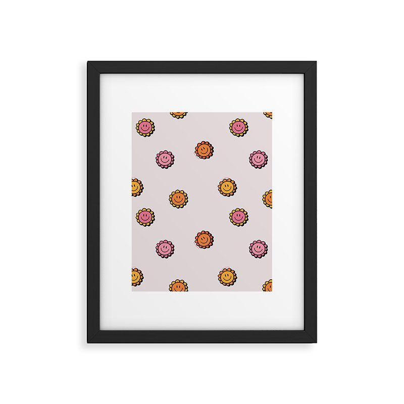 Happy Flower Print in Cream Framed Art Print Gallery Image 6