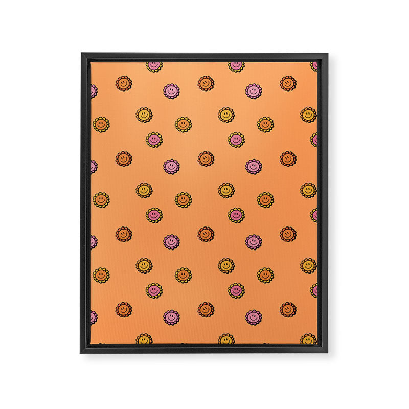 Happy Flower Print in Orange Framed Canvas Print Gallery Image 8