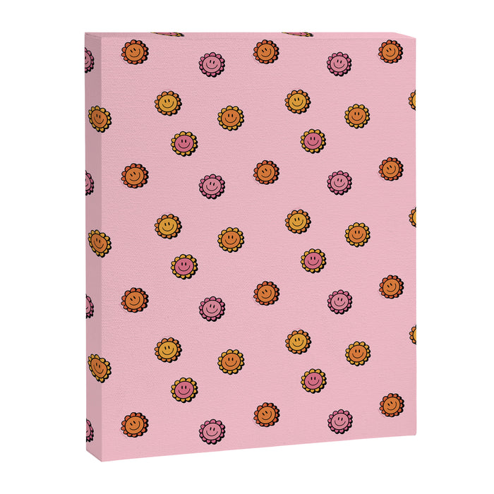 Happy Flowers Print in Pink Canvas Print Gallery Image 1