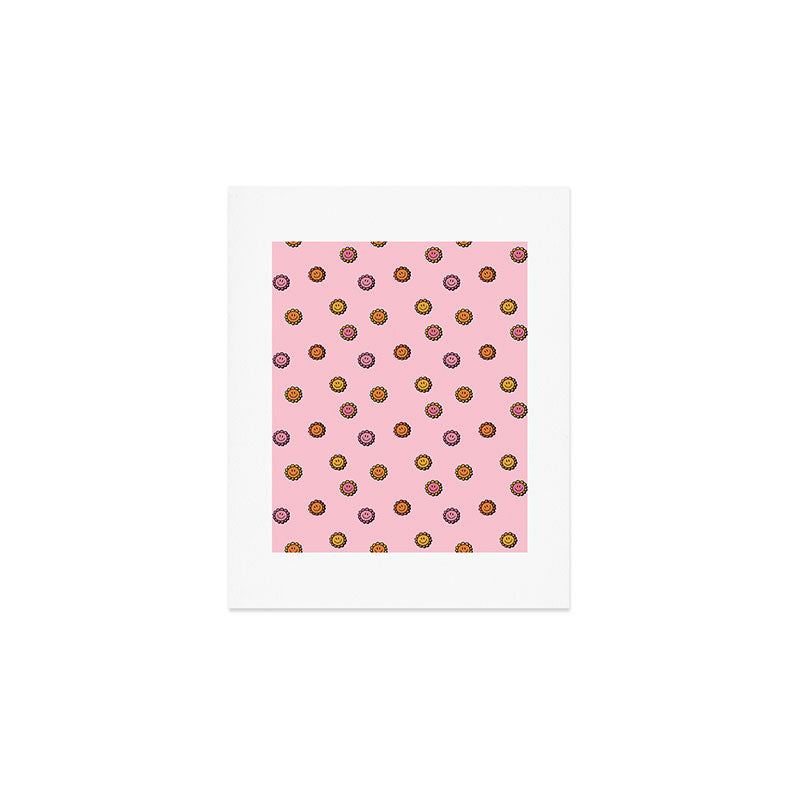 Happy Flowers Print in Pink Art Print Gallery Image 1