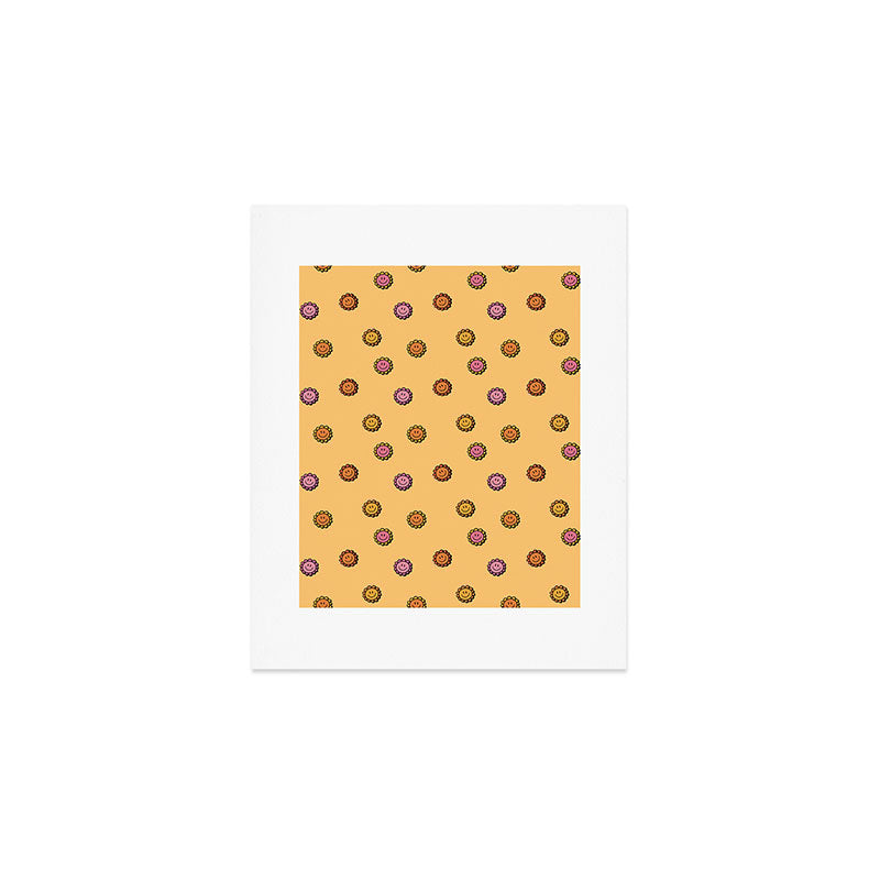 Happy Flowers Print in Yellow Art Print Gallery Image 1