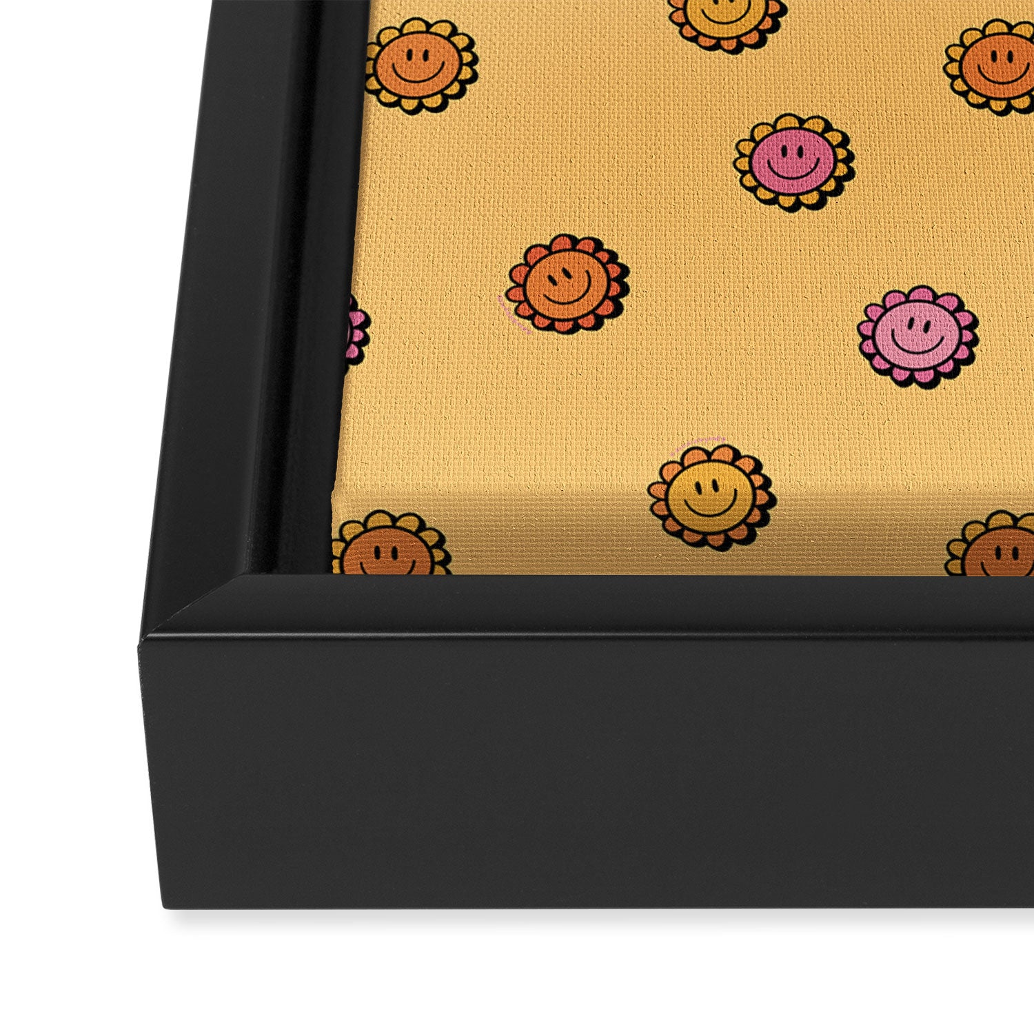 Happy Flowers Print in Yellow Framed Canvas Print Gallery Image 3
