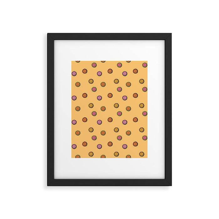 Happy Flowers Print in Yellow Framed Art Print Gallery Image 1