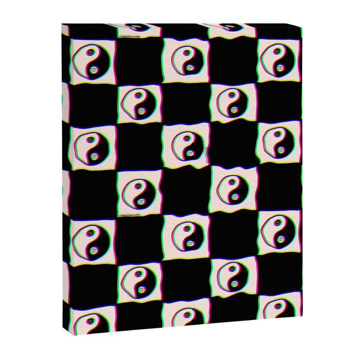 Happy Yin Yang Checkered Print Canvas Print Gallery Image 1
