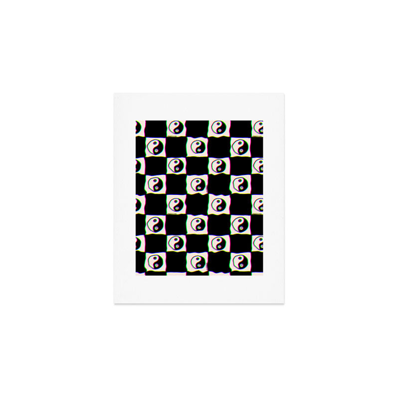 Happy Yin Yang Checkered Print Art Print Gallery Image 1