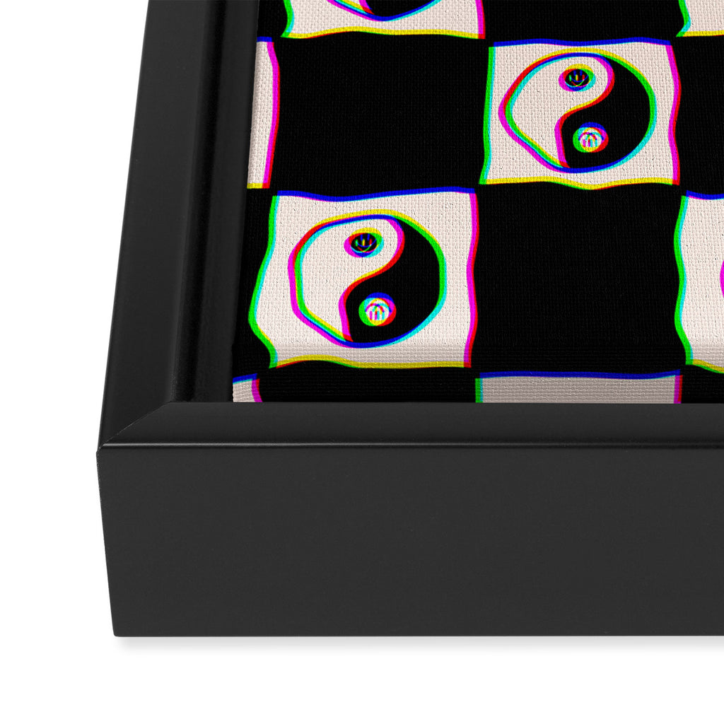 Happy Yin Yang Checkered Print Framed Canvas Print Gallery Image 3