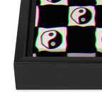 Happy Yin Yang Checkered Print Framed Canvas Print Gallery Image 3