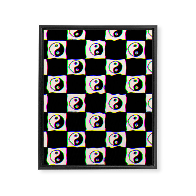 Happy Yin Yang Checkered Print Framed Canvas Print Gallery Image 8