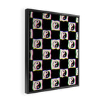 Happy Yin Yang Checkered Print Framed Canvas Print Gallery Image 2