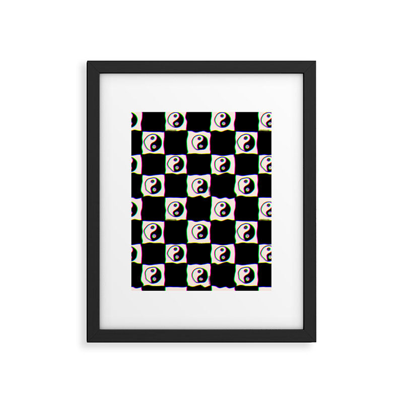 Happy Yin Yang Checkered Print Framed Art Print Gallery Image 6