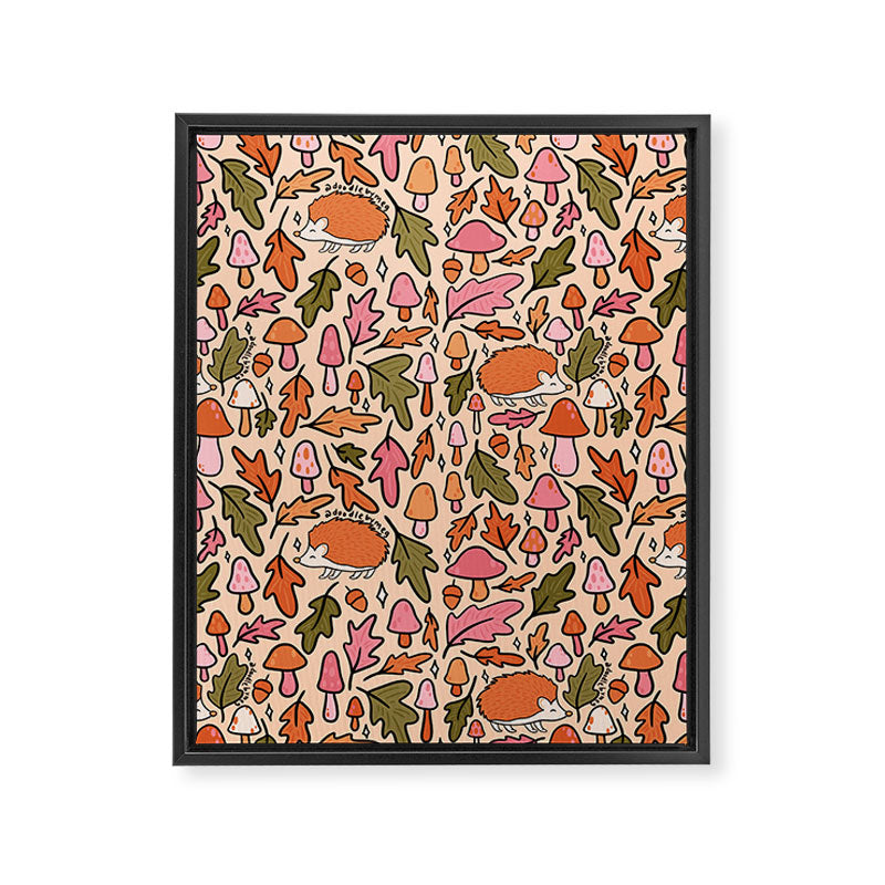 Hedgehog in the Autumn Print Framed Canvas Print Gallery Image 8