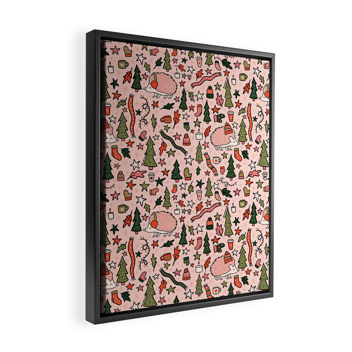 Hedgehog in Winter Print Framed Canvas Print Gallery Image 2