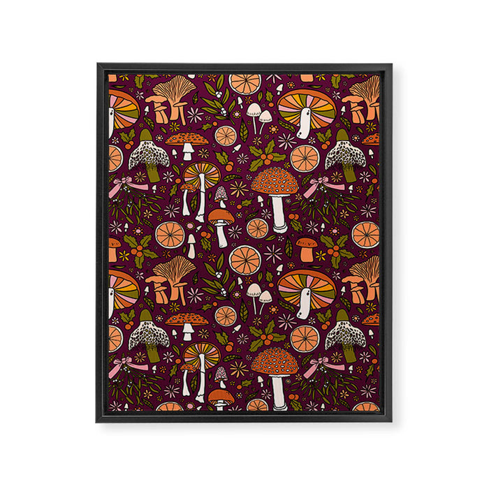 Holiday Mushroom Print Framed Canvas Print Gallery Image 1