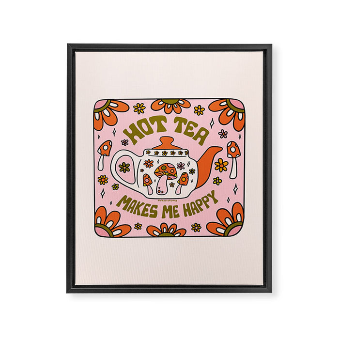 Hot Tea Makes Me Happy Framed Canvas Print Gallery Image 1