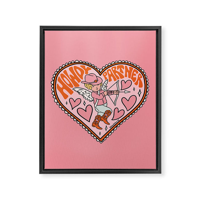Howdy Partner Cupid Framed Canvas Print Gallery Image 1