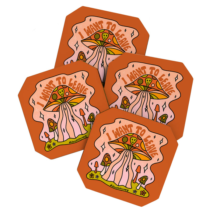 I Want to Leave Mushrooms Coaster Gallery Image 1