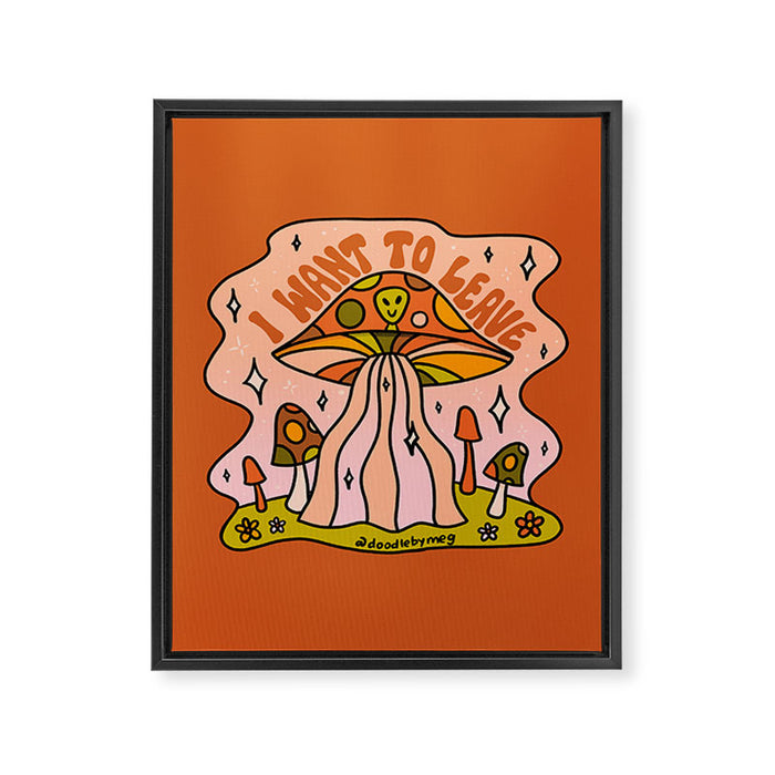 I Want to Leave Mushrooms Framed Canvas Print Gallery Image 1