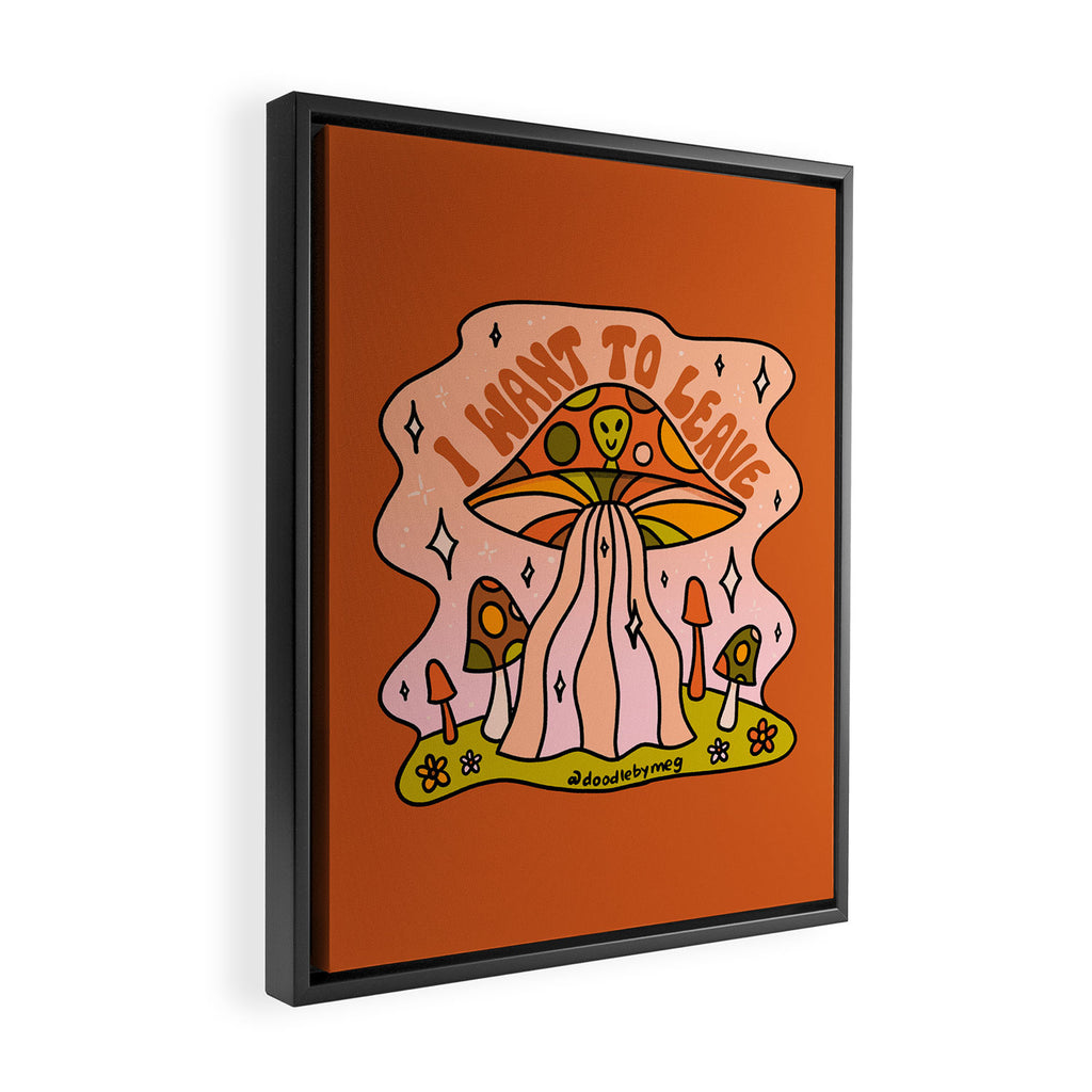 I Want to Leave Mushrooms Framed Canvas Print Gallery Image 2