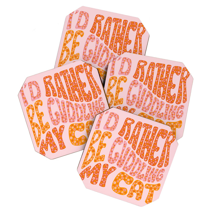 I'd Rather Be Cuddling My Cat Coaster Gallery Image 1