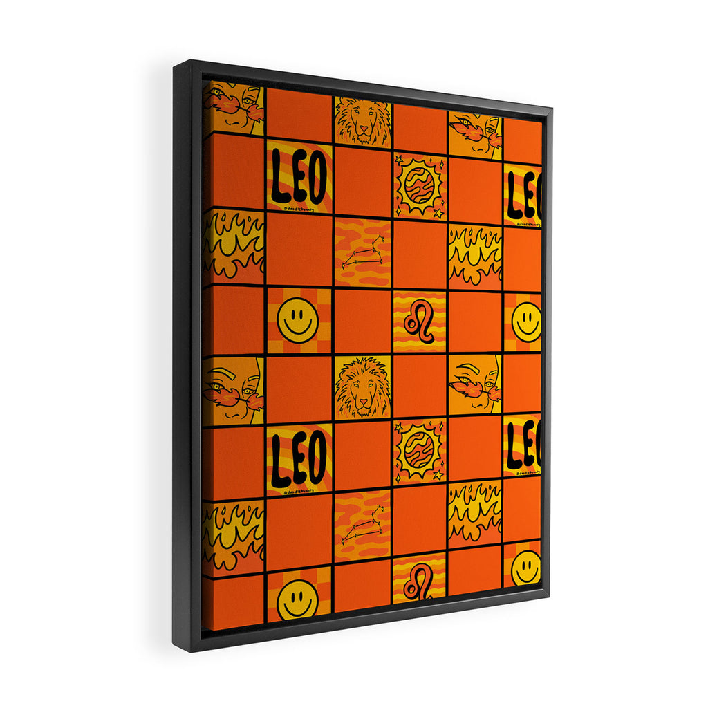 Leo Checkered Print Framed Canvas Print Gallery Image 2