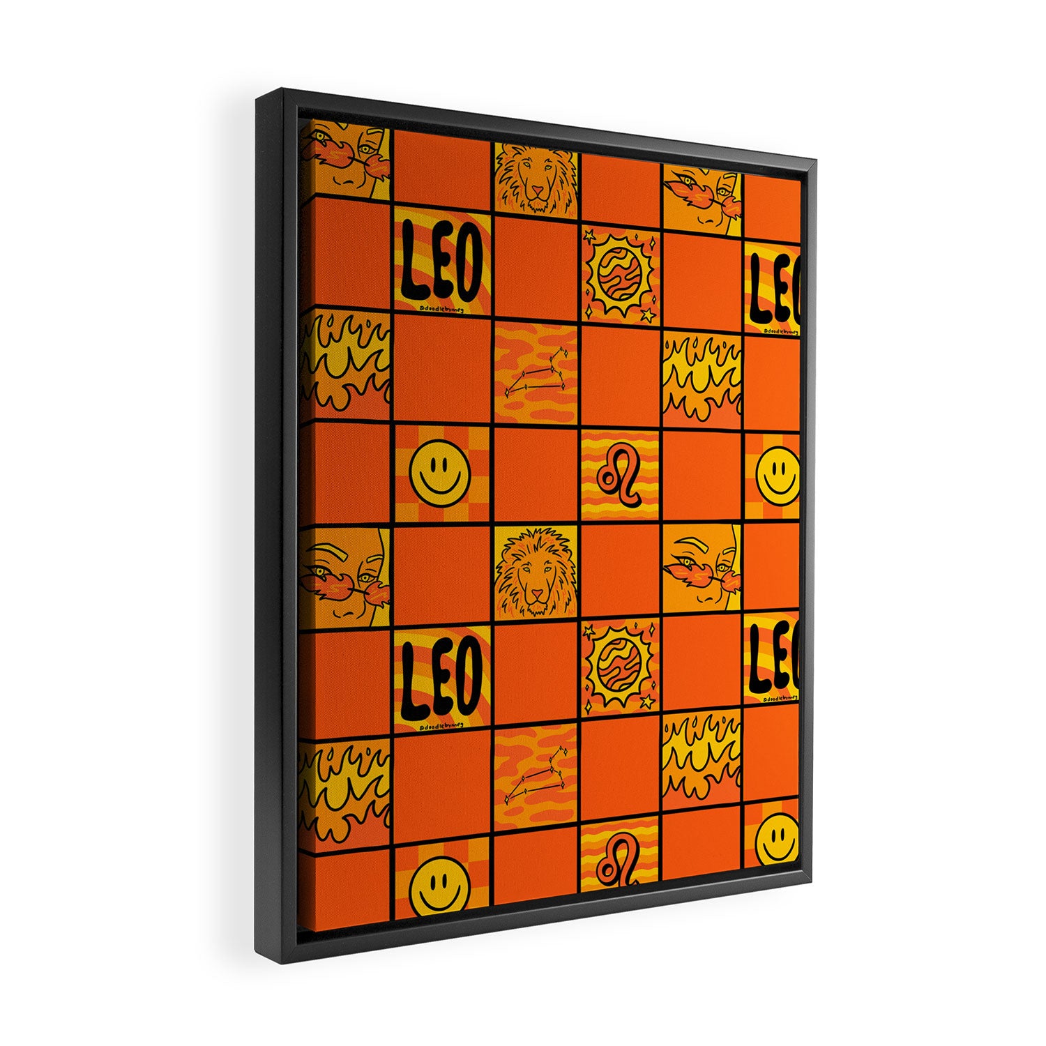 Leo Checkered Print Framed Canvas Print Gallery Image 2