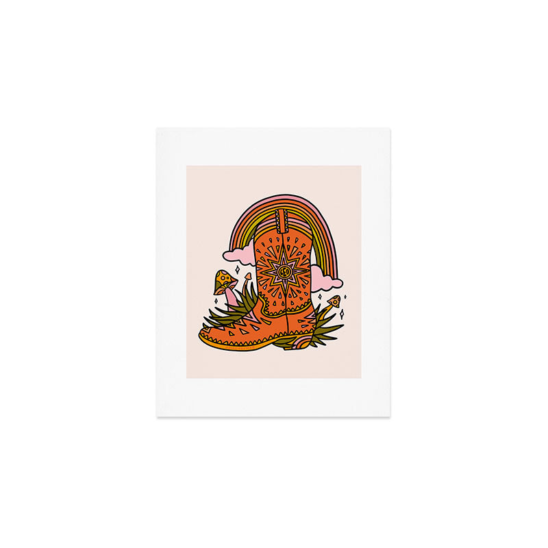 Leo Cowboy Boots Art Print Gallery Image 1