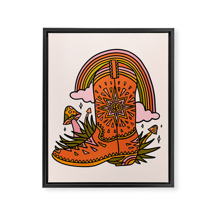 Leo Cowboy Boots Framed Canvas Print Gallery Image 1