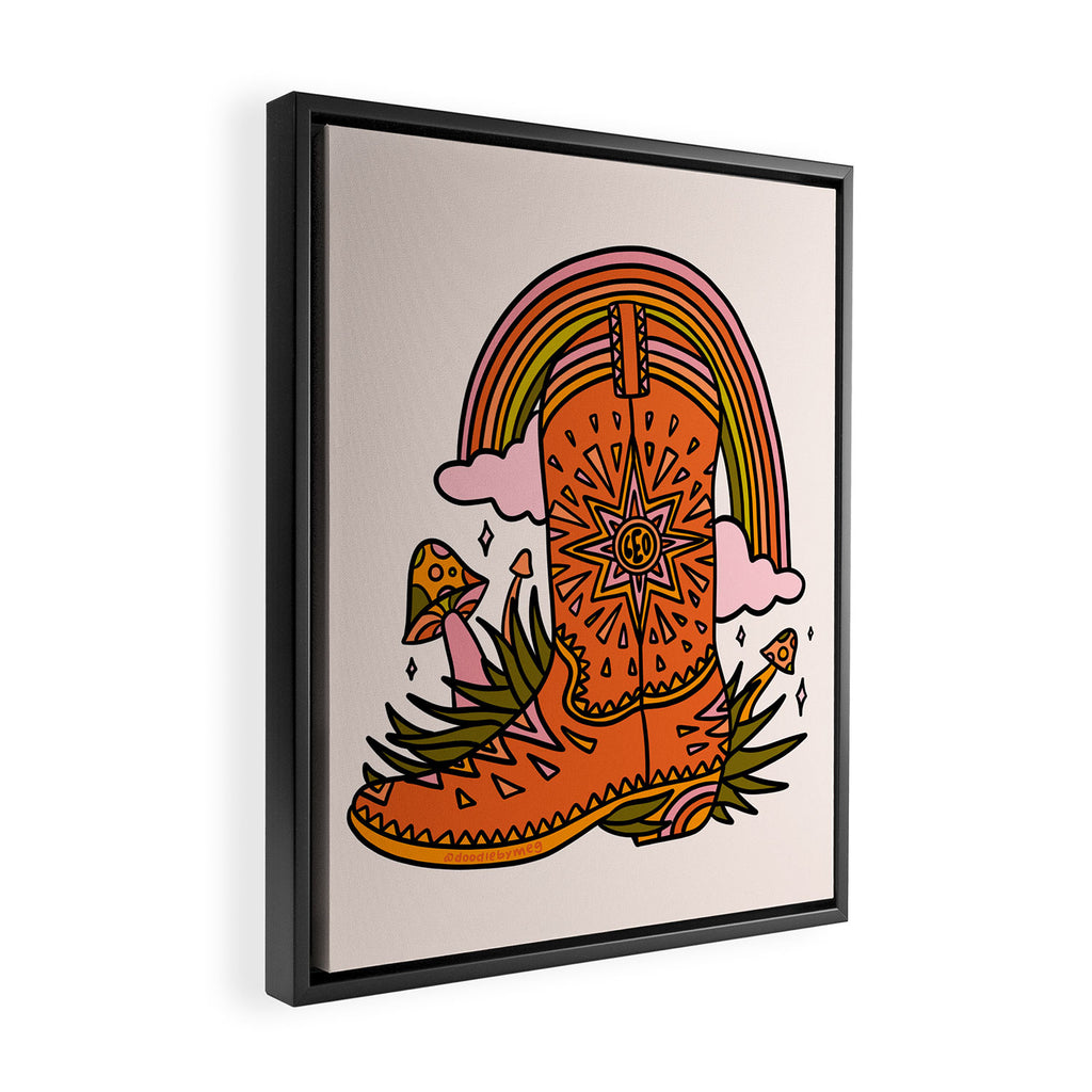 Leo Cowboy Boots Framed Canvas Print Gallery Image 2