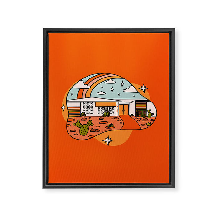 Leo Mid Century House Framed Canvas Print Gallery Image 1