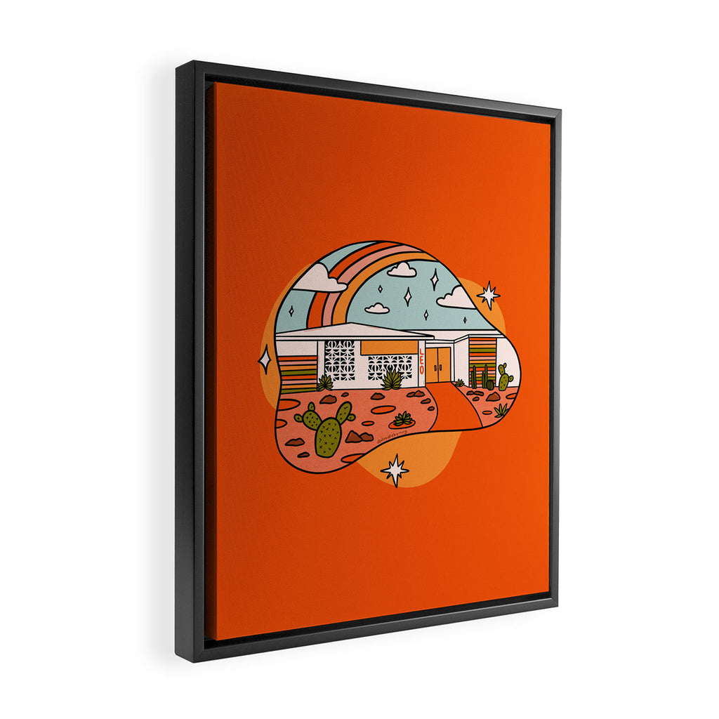 Leo Mid Century House Framed Canvas Print Gallery Image 2