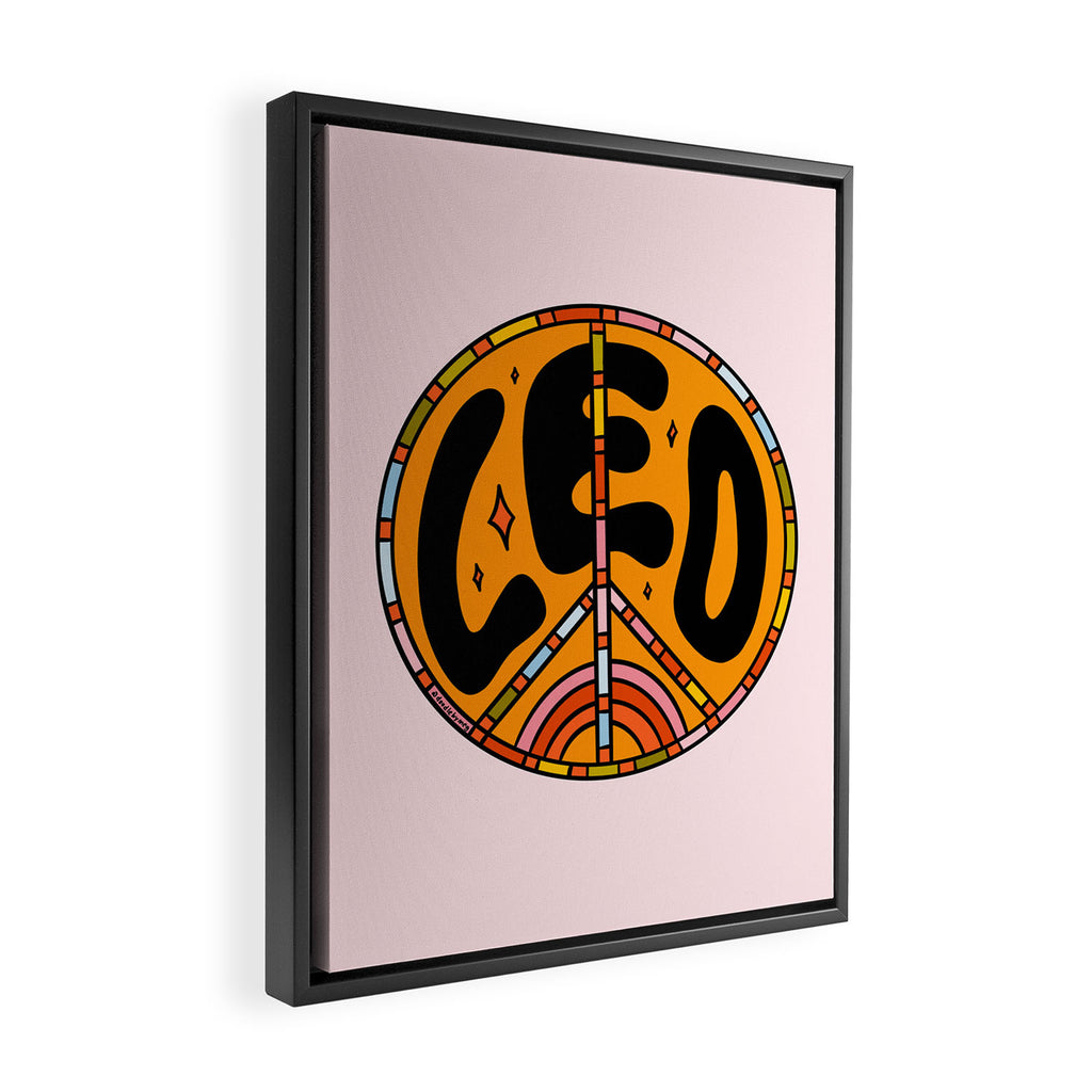 Leo Peace Sign Framed Canvas Print Gallery Image 2