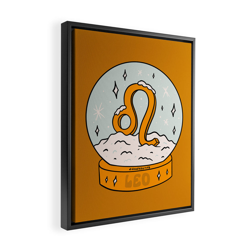 Leo Snow Globe Framed Canvas Print Gallery Image 2