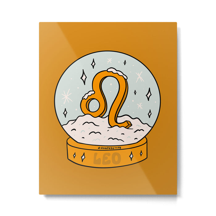 Leo Snow Globe Metal Print Gallery Image 1