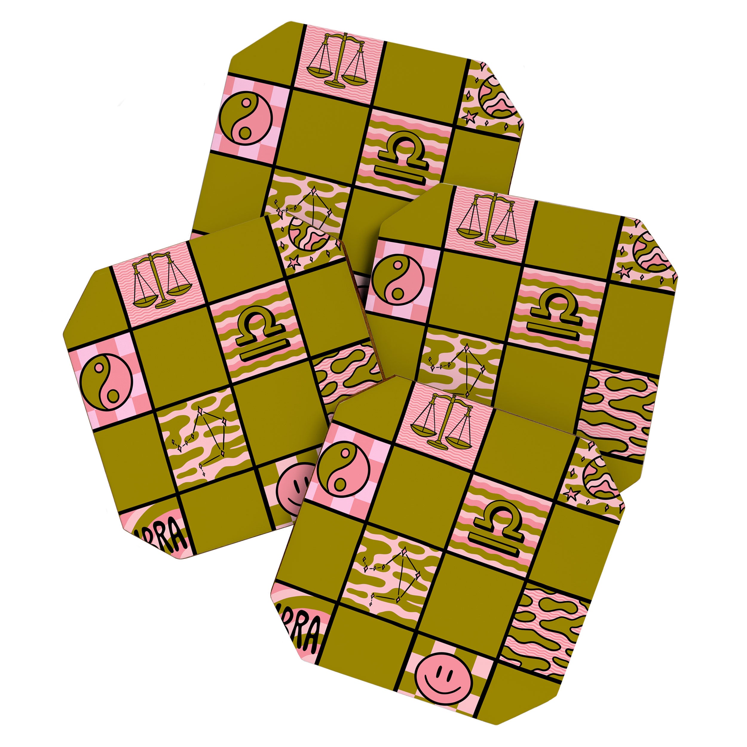 Libra Checkered Print Coaster Gallery Image 1