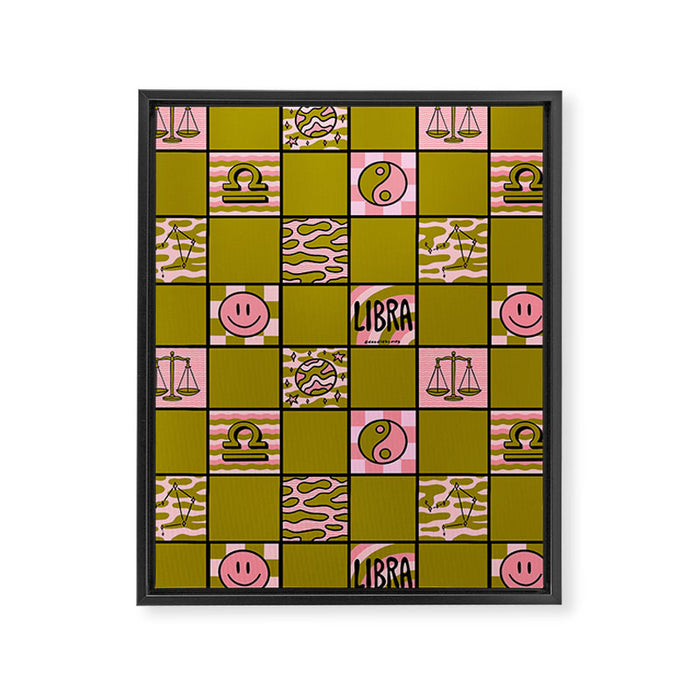 Libra Checkered Print Framed Canvas Print Gallery Image 1