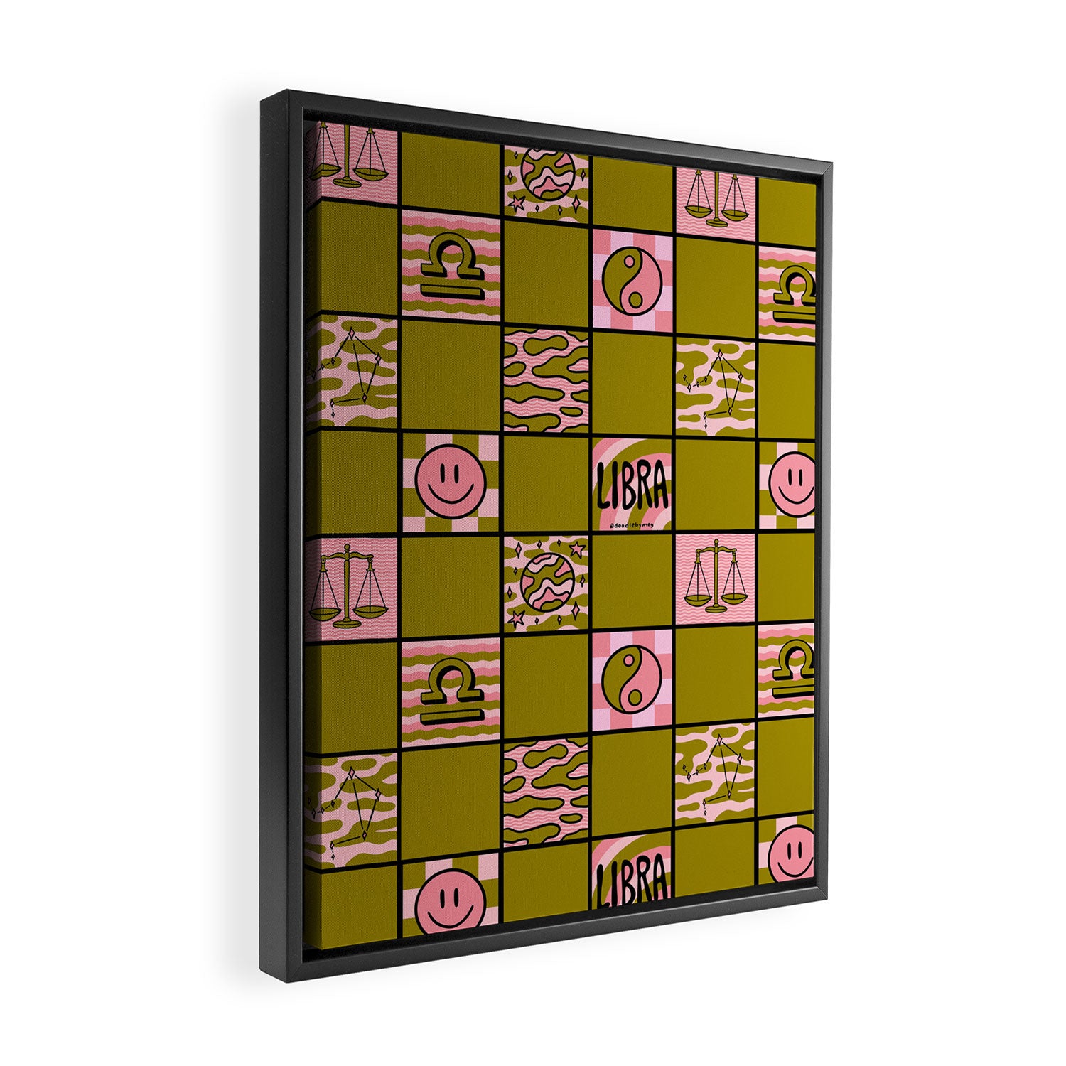 Libra Checkered Print Framed Canvas Print Gallery Image 2