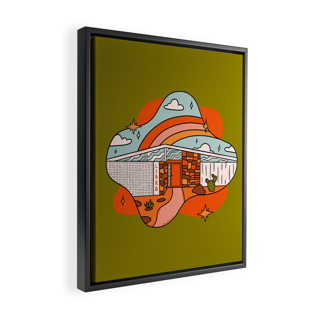 Libra Mid Century House Framed Canvas Print Gallery Image 2