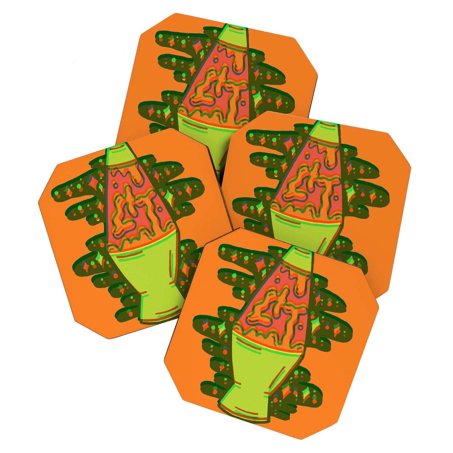 Lit lava lamp in orange in 3D Coaster Gallery Image 1