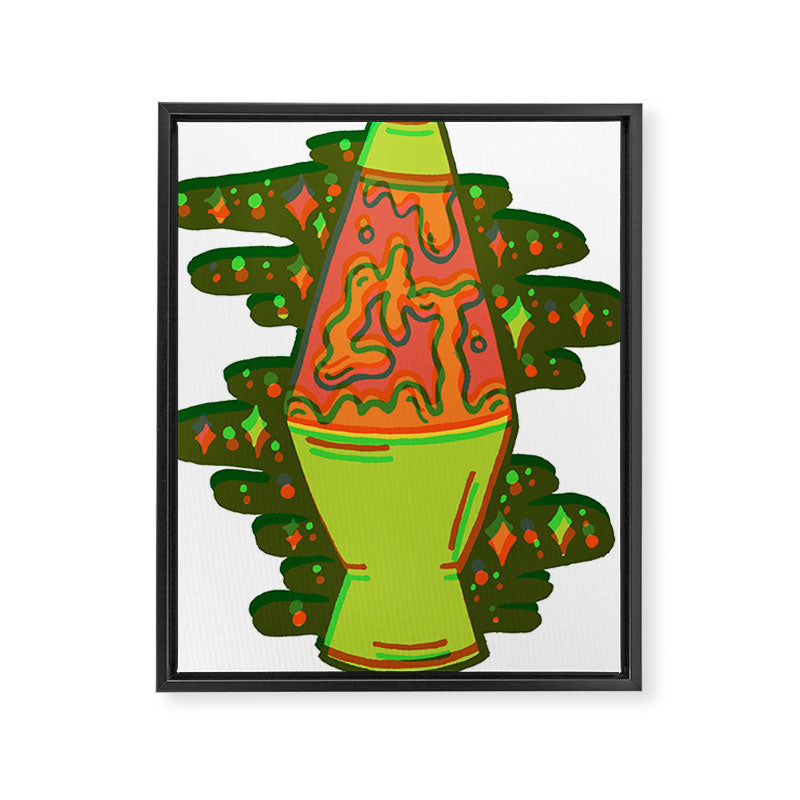 Lit lava lamp in orange in 3D Framed Canvas Print Gallery Image 6