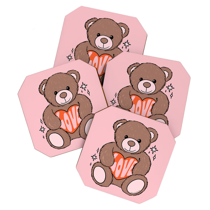 Love Bear Inspired by PANTONE 17 1230 Mocha Mousse Coaster Gallery Image 1