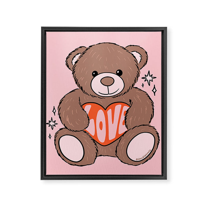 Love Bear Inspired by PANTONE 17 1230 Mocha Mousse Framed Canvas Print Gallery Image 1