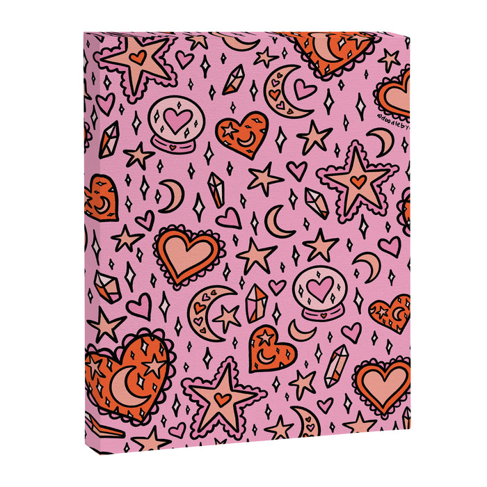 Love Witch Print in Pink Canvas Print Gallery Image 1