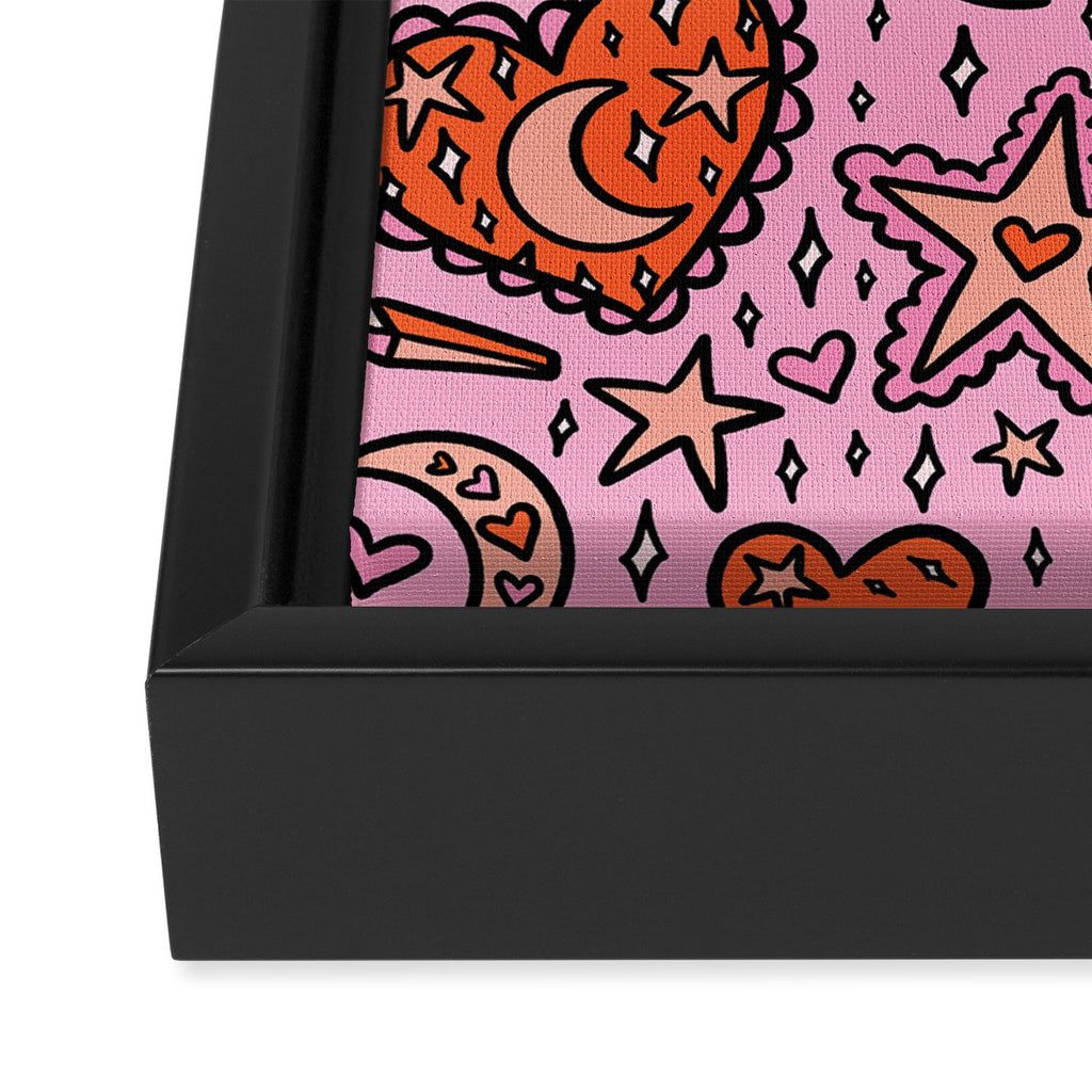 Love Witch Print in Pink Framed Canvas Print Gallery Image 3