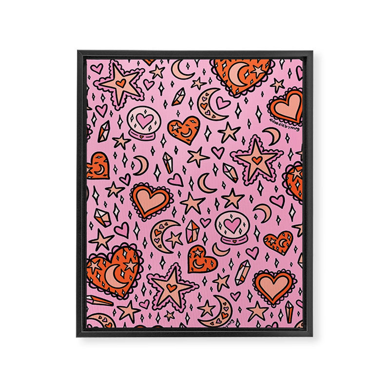 Love Witch Print in Pink Framed Canvas Print Gallery Image 8