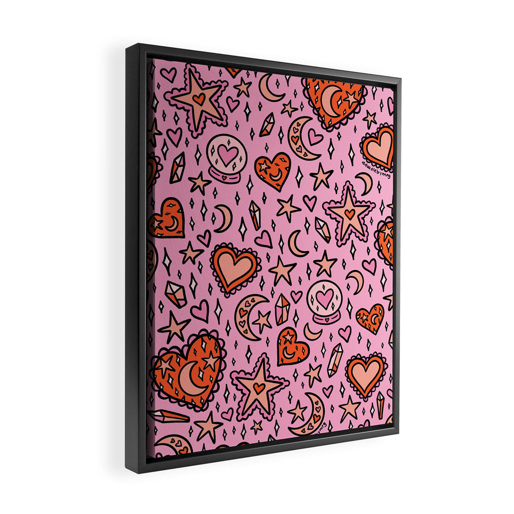 Love Witch Print in Pink Framed Canvas Print Gallery Image 2