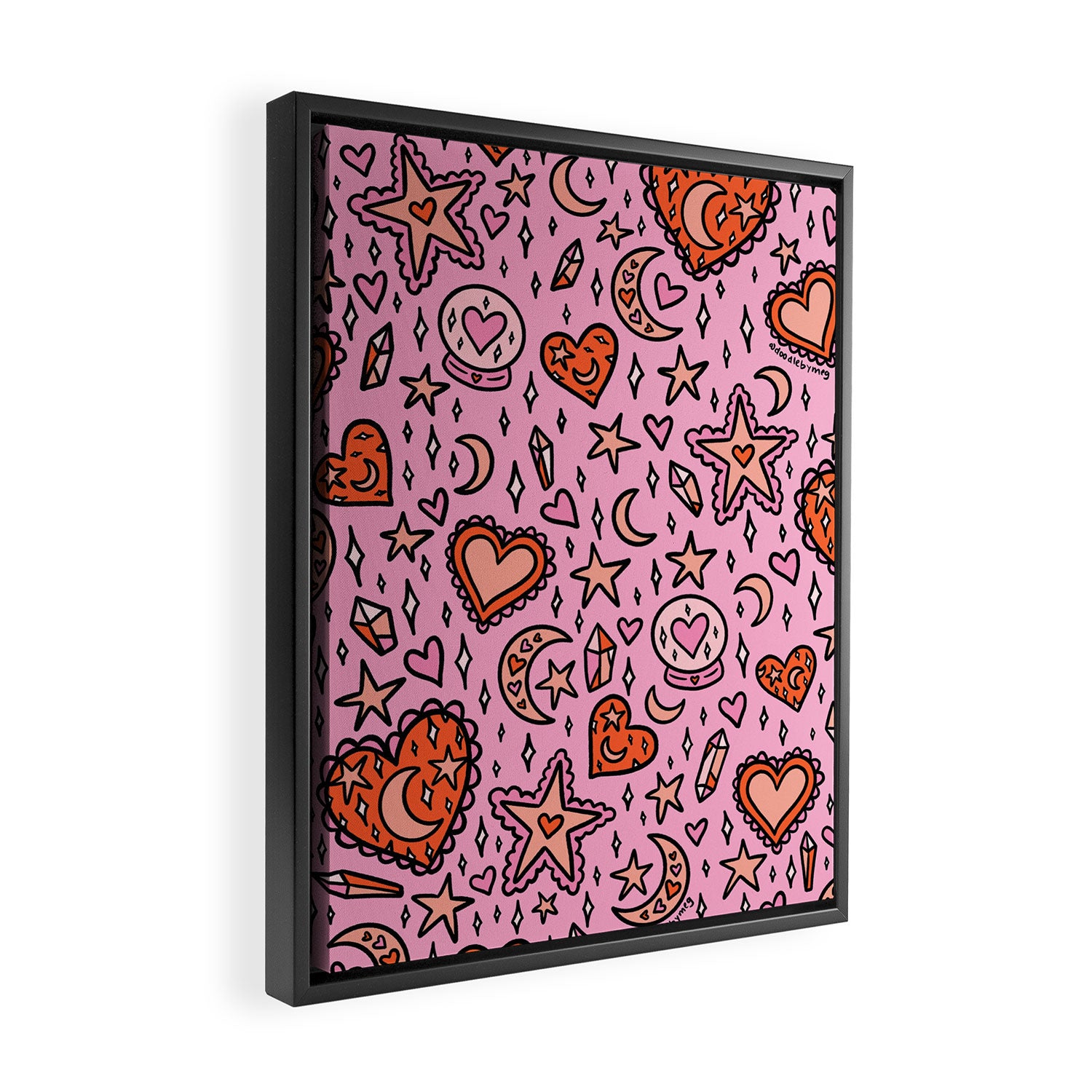 Love Witch Print in Pink Framed Canvas Print Gallery Image 2