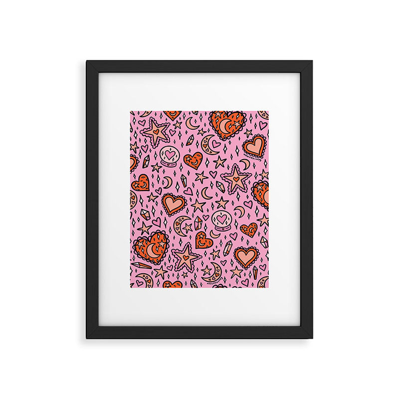 Love Witch Print in Pink Framed Art Print Gallery Image 6