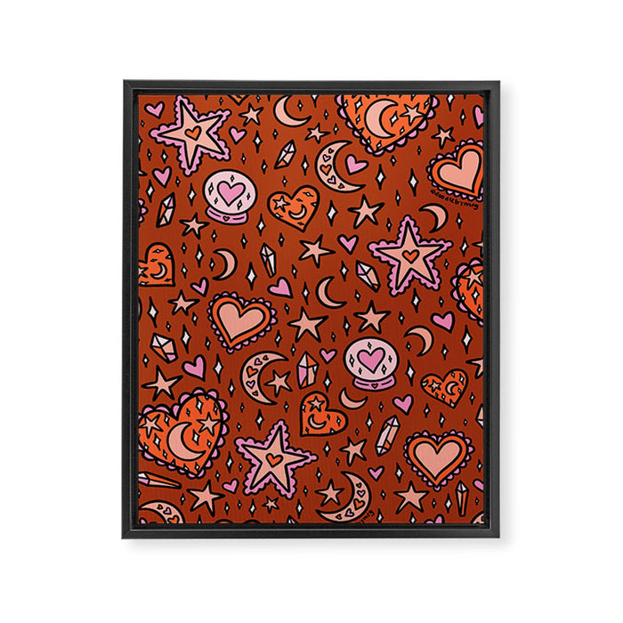 Love Witch Print in Red Framed Canvas Print Gallery Image 1