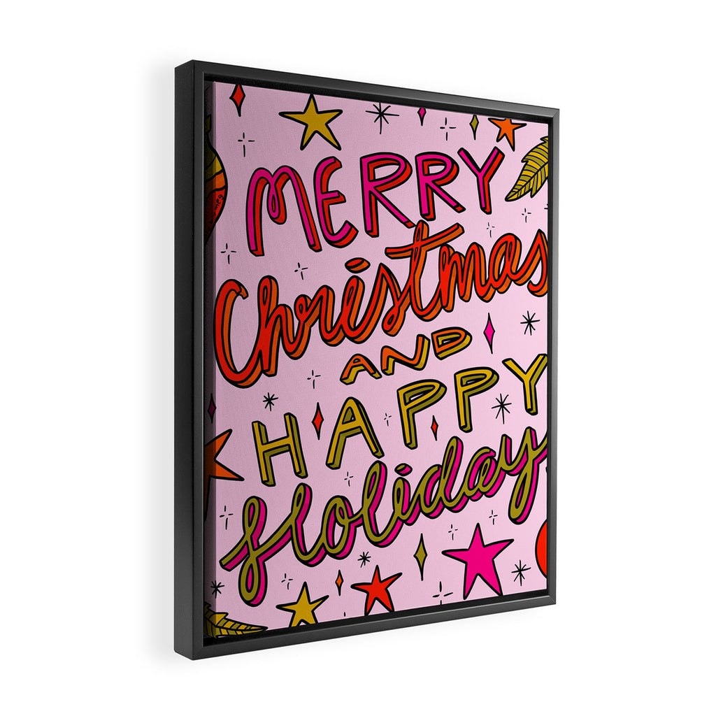 Merry Christmas and Happy Holidays Framed Canvas Print Gallery Image 2